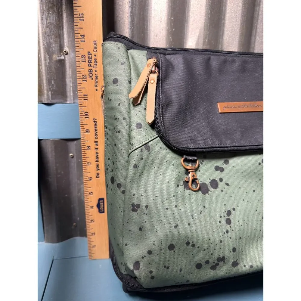 Petunia Pickle Bottom Pivot Backpack Diaper Bag Green Splatter Tote Discontinued